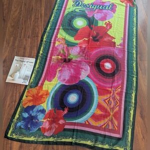 Desigual Bright Floral Multicolor Scarf NWOT